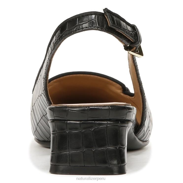 mujer Naturalizer cuero negro zapatos planos lindsey con tira trasera RTZ4T57