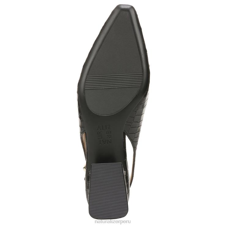mujer Naturalizer cuero negro zapatos planos lindsey con tira trasera RTZ4T57