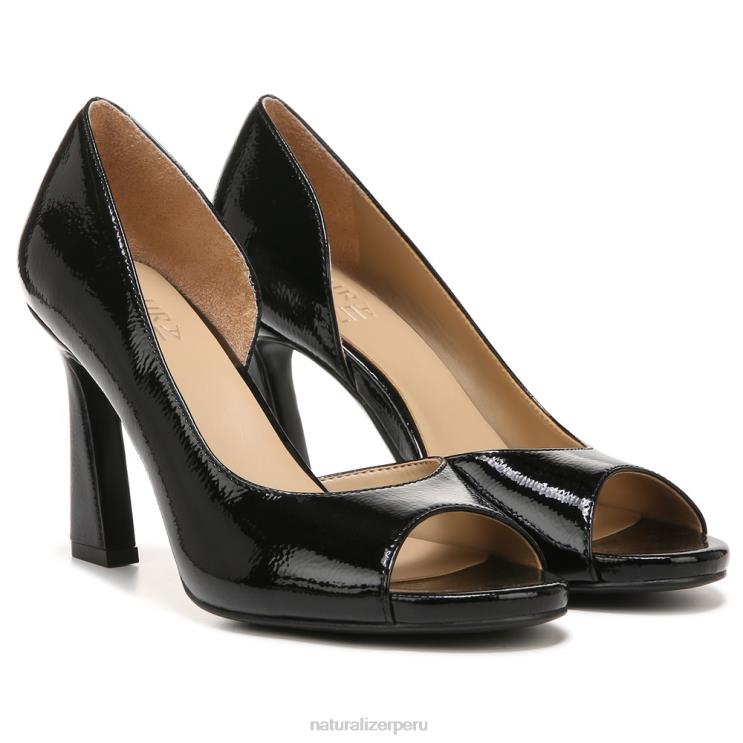 mujer Naturalizer charol negro zapatos de tacón peep toe resistentes RTZ4T538