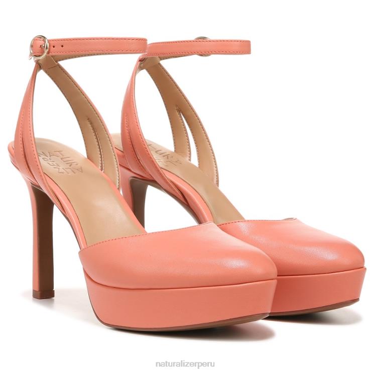 mujer Naturalizer coral melocotón sintético zapatos de tacón con correa en el tobillo clarice RTZ4T174