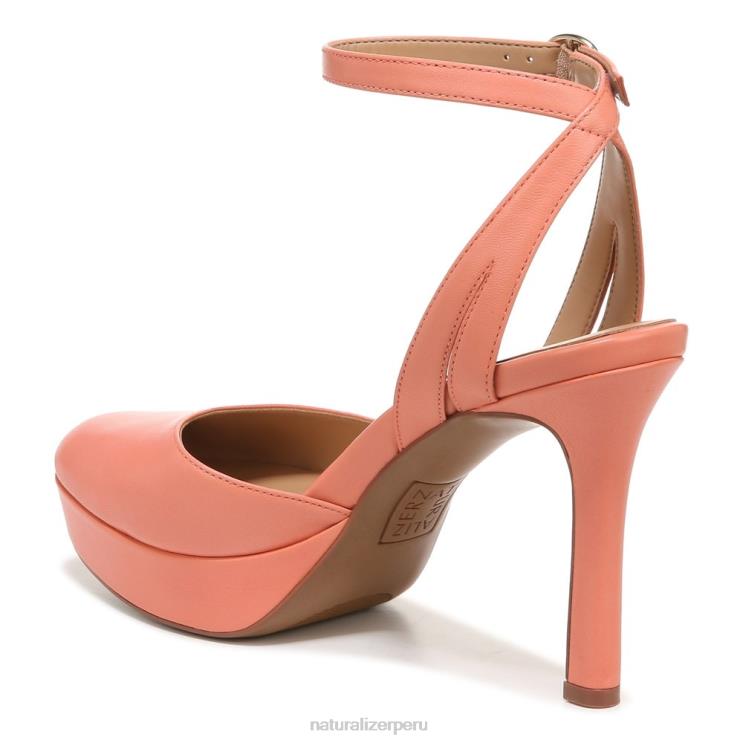 mujer Naturalizer coral melocotón sintético zapatos de tacón con correa en el tobillo clarice RTZ4T174